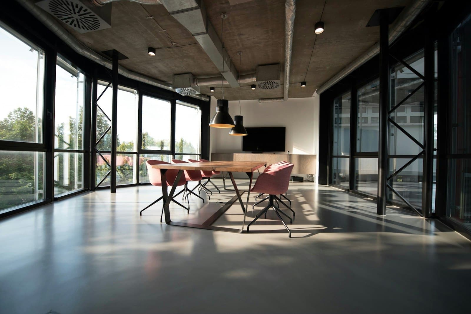 Bright, open-plan office with desks and meeting space